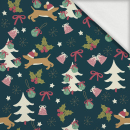 DOGS WITH CHRISTMAS TREES - looped knit fabric with elastane ITY