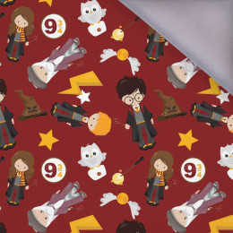 50cm MAGICAL FRIENDS pat. 3 (MAGIC SCHOOL) / bordová - softshell