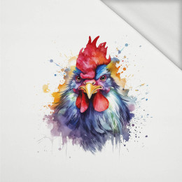 WATERCOLOR ROOSTER - panel (60cm x 50cm) looped knit