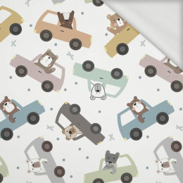 COLORFUL CARS pat. 2 (CITY BEARS) - looped knit fabric