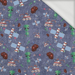 COSMIC MIX PAT. 1 (SPACE EXPEDITION) / ACID WASH DARK BLUE - looped knit fabric