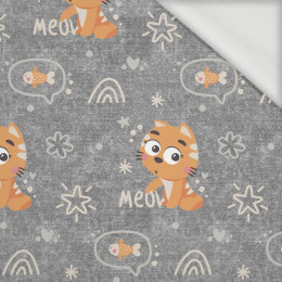 CATS / meow (CATS WORLD ) / ACID WASH GREY  - looped knit fabric