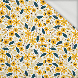 SMALL FLOWERS pat. 2 / white - looped knit fabric