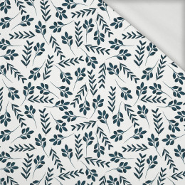 SMALL LEAVES pat. 2 / white - looped knit fabric