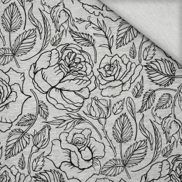 ROSES / CONTOUR  / melange light grey - looped knit fabric