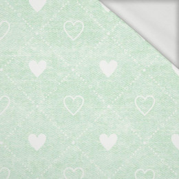 HEARTS AND RHOMBUSES / vinage look jeans (mint) - looped knit fabric