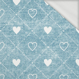 HEARTS AND RHOMBUSES / vinage look jeans (sea blue) - looped knit fabric