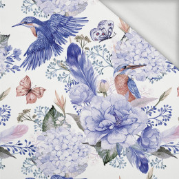 KINGFISHERS AND LILACS (KINGFISHERS IN THE MEADOW) (Very Peri) - looped knit fabric