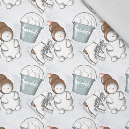 SNOWMEN AND ICE SKATES (WINTER IN THE CITY) - Cotton woven fabric