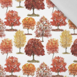 AUTUMN TREES / white (PUMPKIN GARDEN) - Cotton woven fabric
