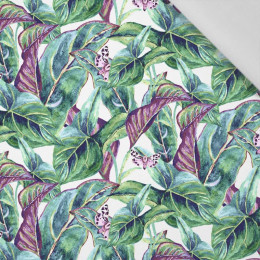 50CM MINI LEAVES AND INSECTS PAT. 1 (TROPICAL NATURE) / white - Cotton woven fabric