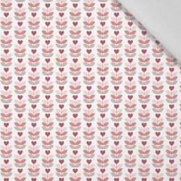 LOVE TULIPS / white (VALENTINE'S HEARTS) - Cotton woven fabric