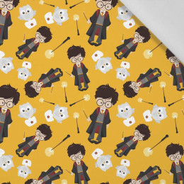 MAGICAL FRIENDS pat. 1 (MAGIC SCHOOL) / mustard - Cotton woven fabric