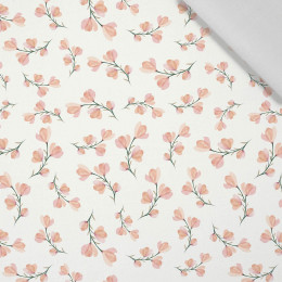 PINK FLOWERS PAT. 4 / white - Cotton woven fabric