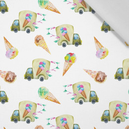 ICE CREAM TRUCKS (COLORFUL TRANSPORT) - Cotton woven fabric