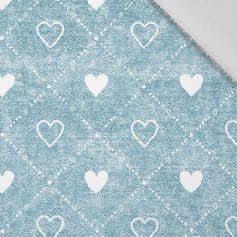 HEARTS AND RHOMBUSES / vinage look jeans (sea blue) - Cotton woven fabric