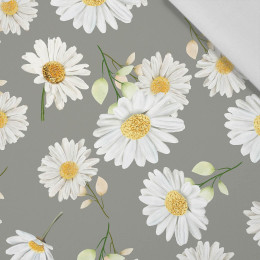 DAISIES PAT. 1 / grey - Cotton woven fabric