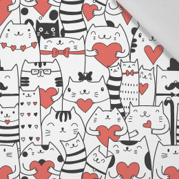 CATS IN LOVE / white - Cotton woven fabric