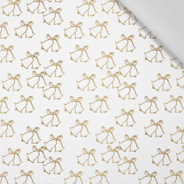 GOLDEN CHRISTMAS BELLS (WHITE CHRISTMAS) - Cotton woven fabric
