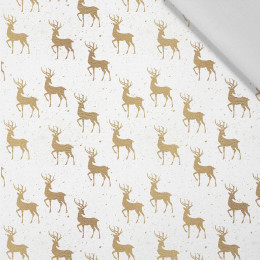 GOLDEN DEERS pat. 2 (WHITE CHRISTMAS) - Cotton woven fabric