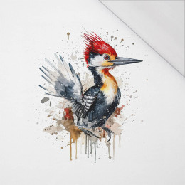 WATERCOLOR WOODPECKER - PANEL (60cm x 50cm) SINGLE JERSEY