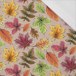 COLORFUL LEAVES MIX / beige (GLITTER AUTUMN) - single jersey with elastane 