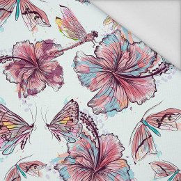 HIBISCUS AND BUTTERFLIES - Waterproof woven fabric