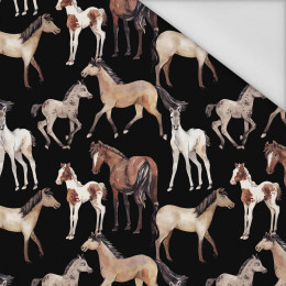 HORSES / black - Waterproof woven fabric