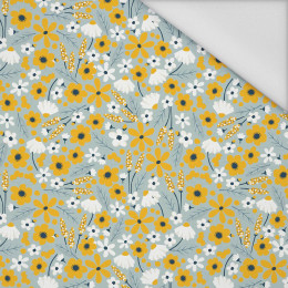 SMALL FLOWERS pat. 2 / light grey - Waterproof woven fabric