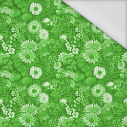 LIME GREEN / FLOWERS - Waterproof woven fabric