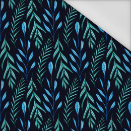 BLUE LEAVES pat. 3 / black - Waterproof woven fabric