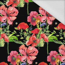 POPPIES PAT. 2 (IN THE MEADOW) / black - Waterproof woven fabric