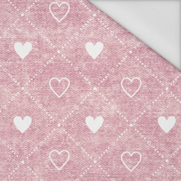 HEARTS AND RHOMBUSES / vinage look jeans (rose quartz) - Waterproof woven fabric