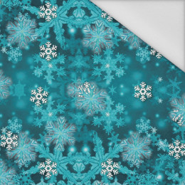 TURQUOISE SNOWFLAKES (PENGUINS) - Waterproof woven fabric