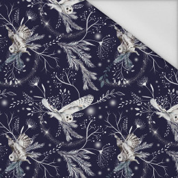 WINTER OWLS / dark blue (WINTER IN PARK) - Waterproof woven fabric