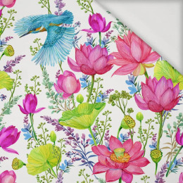 KINGFISHERS AND POPPIES (KINGFISHERS IN THE MEADOW) / white - Viscose jersey