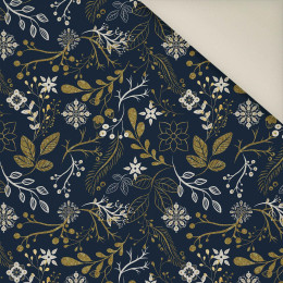 FOLK FLORAL pat. 1 / gold (FOLK FOREST)- Upholstery velour 