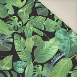 TROPICAL LEAVES pat. 2 / black - Upholstery velour 