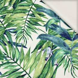LEAVES AND INSECTS PAT. 6 (TROPICAL NATURE) / white - viscose woven fabric