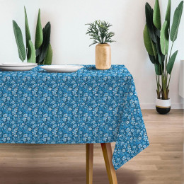 TRANQUIL BLUE / FLOWERS - Woven Fabric for tablecloths