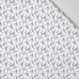 TWIGS pat. 2 (WINTER TIME) / white - Cotton woven fabric