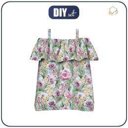 Bardot neckline blouse (SARA) - FLOWERS 3D WZ. 8 - sewing set