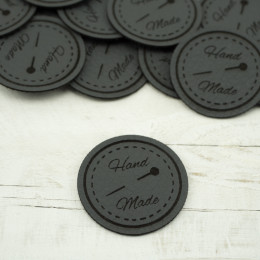 Hande Made label - pin diameter 3 cm - graphite