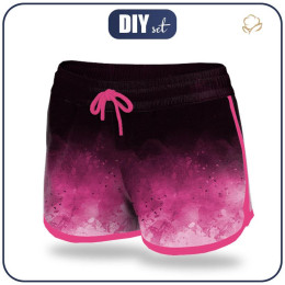 Women’s boardshorts - SPECKS (fuchsia) / black - sewing set