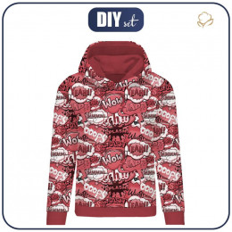 CLASSIC WOMEN’S HOODIE (POLA) - COMIC BOOK (red) - looped knit fabric 