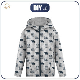 KIDS JACKET TEDDY (ZOE) - BEARS (adventure) / grey - sewing set (134/140)