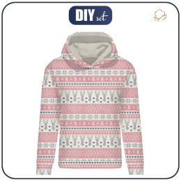 CLASSIC WOMEN’S HOODIE (POLA) - NORWEGIAN MIX  PAT. 1 (NORWEGIAN PATTERNS) - looped knit fabric 