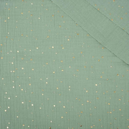 GOLDEN DOTS / modern mint - Cotton muslin