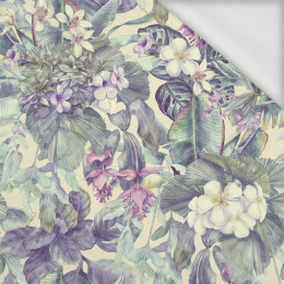 PURPLE FLORAL - looped knit fabric