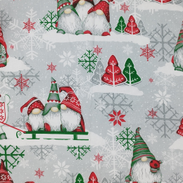 GNOMES ON A SLEIGH - Cotton woven fabric